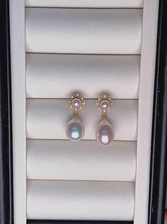 Gold Pearl Drop Earrings Wedding