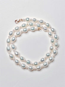  Freshwater Pearl Necklace in Alternating Sizes 3.5mm and 5.5mm in 14K Gold Filled