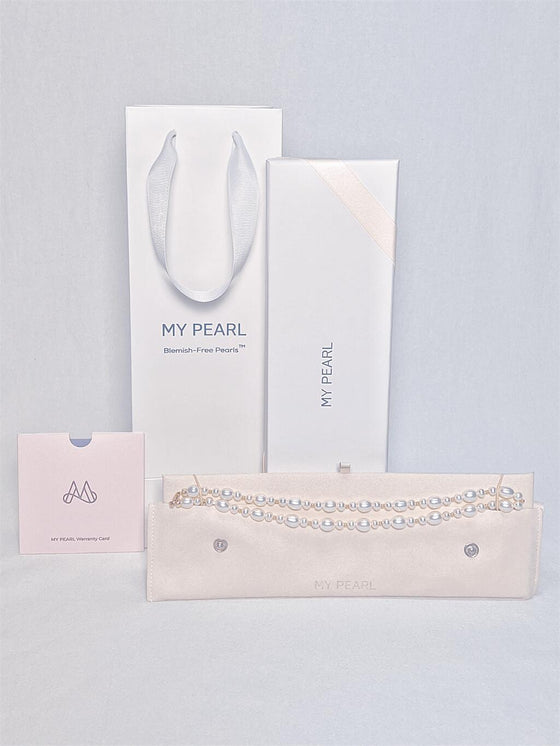 Complete Packaging of Freshwater Pearl Statement Necklace 5.5mm and 8.5mm in 14K Gold Filled