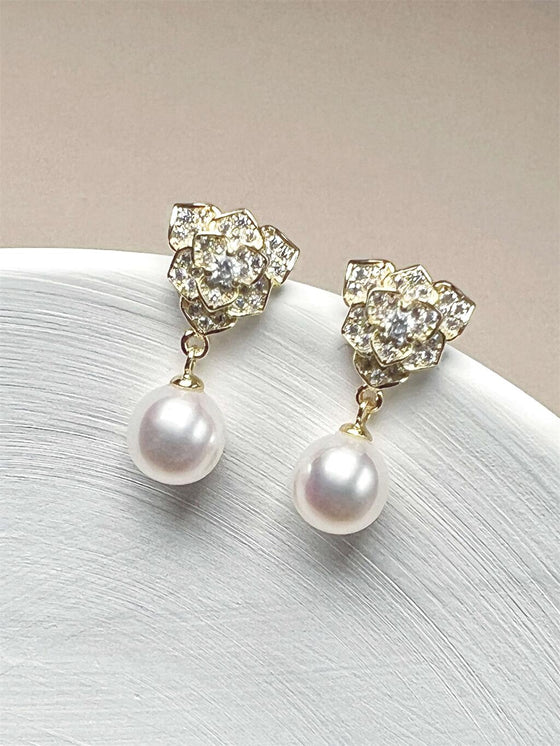 Pearl Wedding Earrings Gold