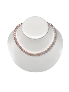  Pink Freshwater Pearl Necklace 8.0-8.5mm in 18 Karat Gold