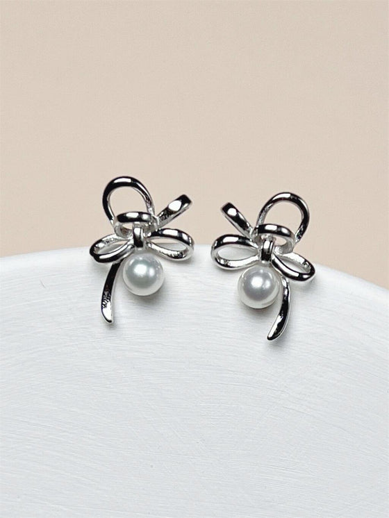 Ribbon Pearl Earrings