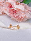 Front and Back of Seashell Freshwater Pearl Earrings in 18K Gold Vermeil (2.5mm)