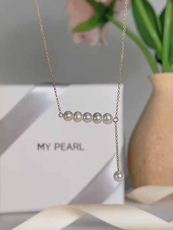 Video of 6mm Freshwater Pearl Bar Necklace in 14K Gold Filled
