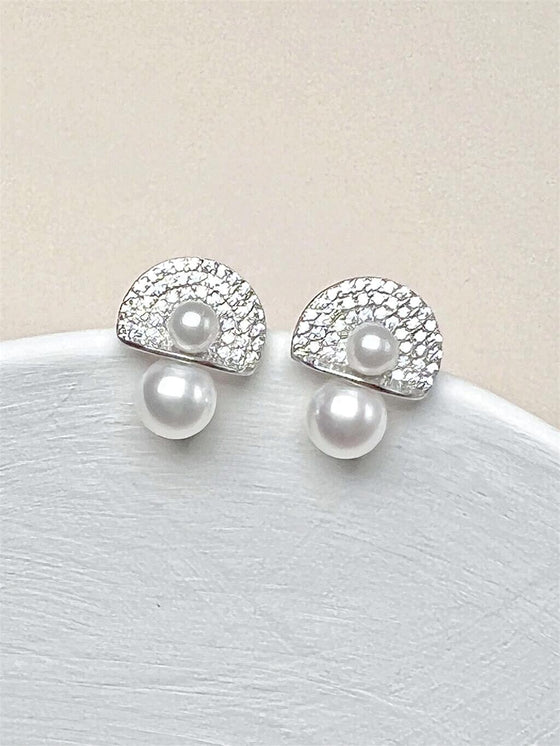 Modern Pearl Bridal Earrings